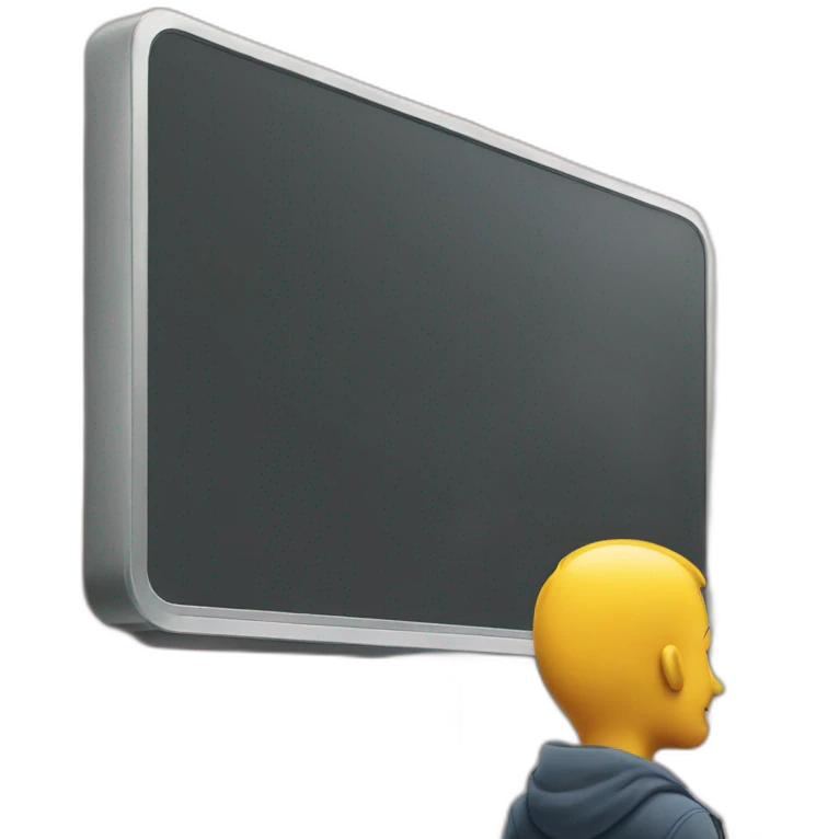 Man looking at the billboard emoji