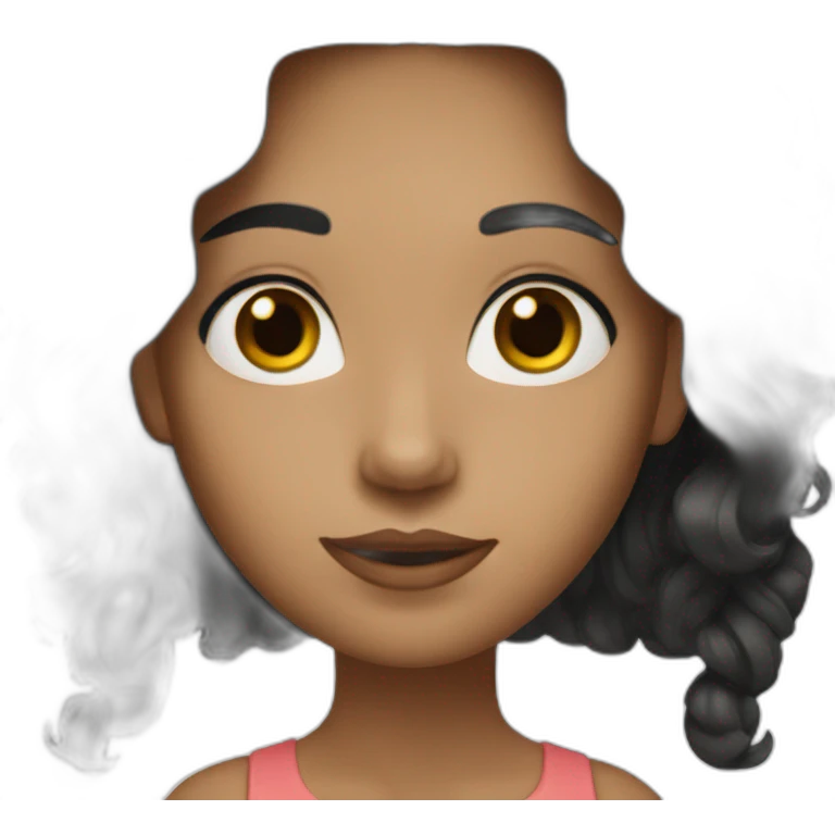 Female with black wavy hair, brown eyes, tanned skin emoji