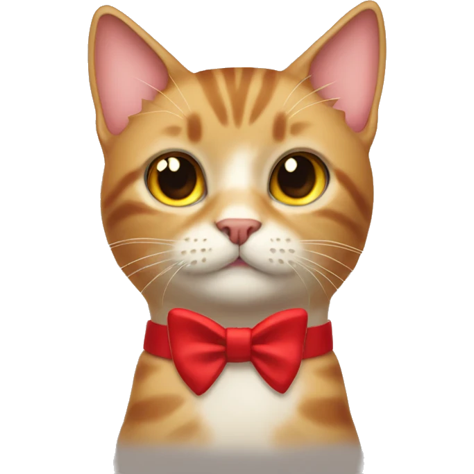 Rare Cat wearing red bow collar emoji