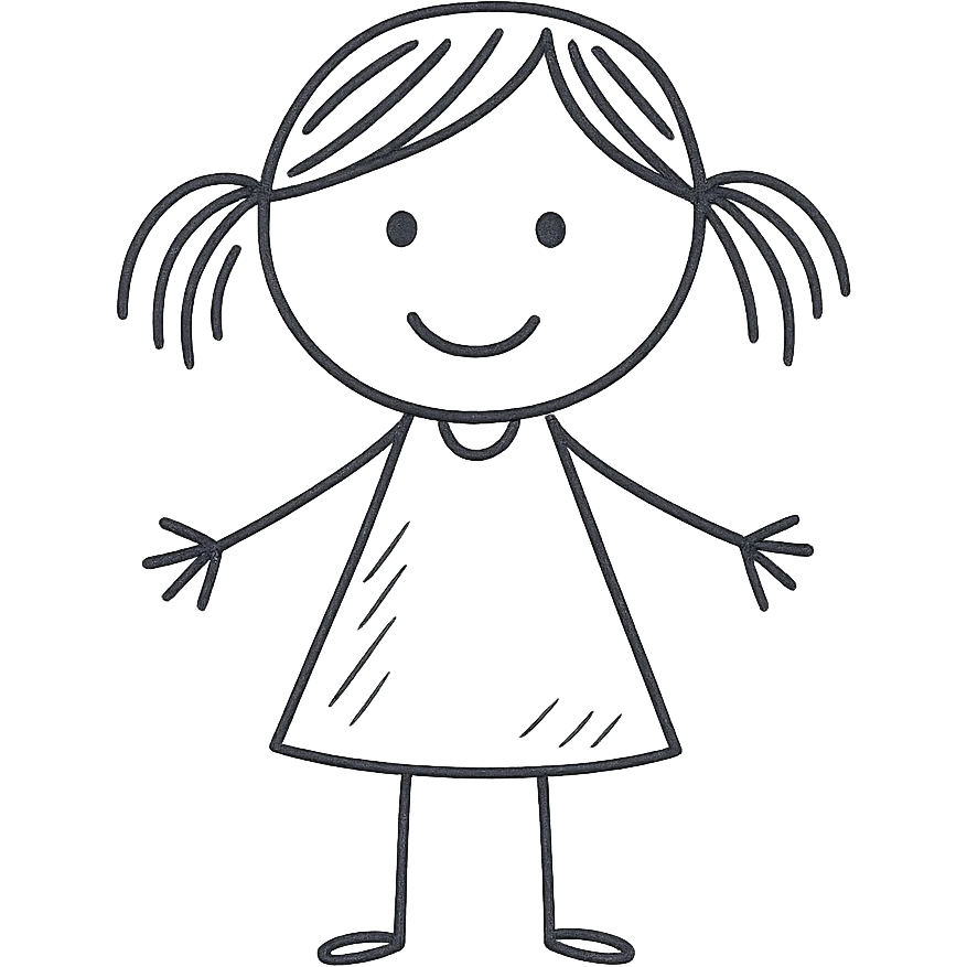 girl figure, stick-figure style with a bit more detail, very easy to replicate emoji