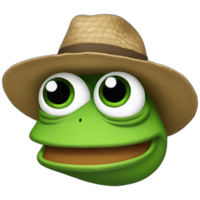 pepe the from wearing a hello hat emoji