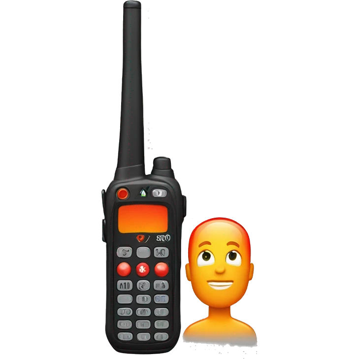black walkie talkie with red-orange button on side emoji