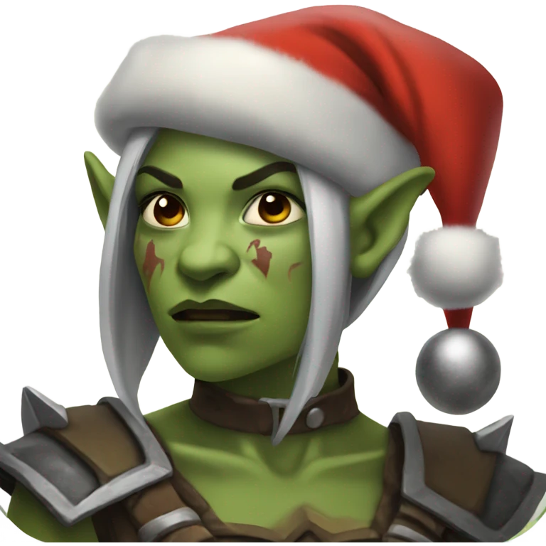 orc female warrior with santa hat emoji
