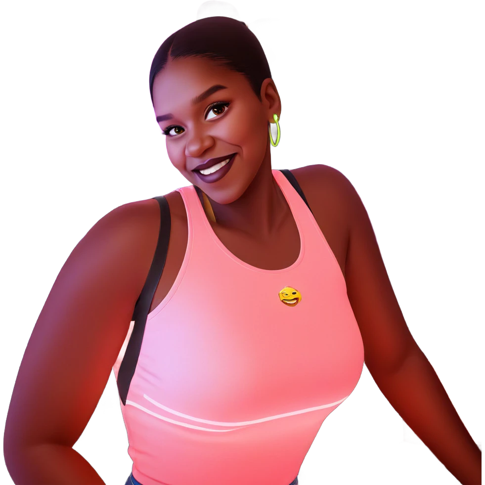 smiling girl in neon lights emoji