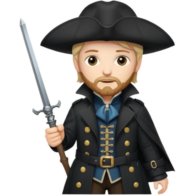 Athos, musketeer in black trench coat emoji