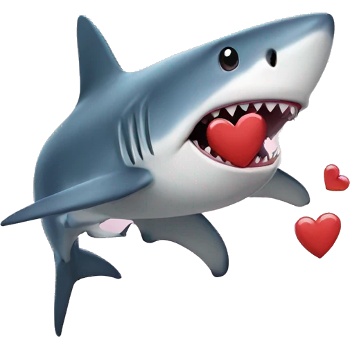 shark holding a heart emoji