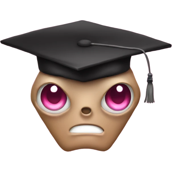 pink skynet in a graduation hat emoji