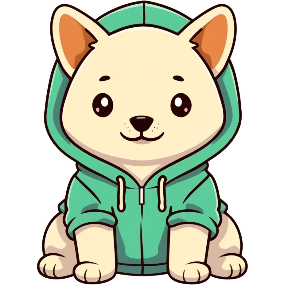Doggie wearing a hoodie emoji