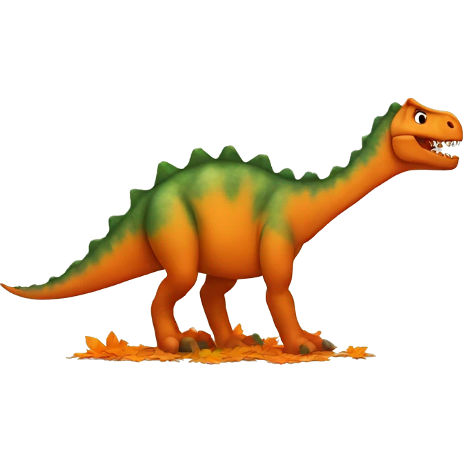 dinosaur with orange leaves on the ground emoji