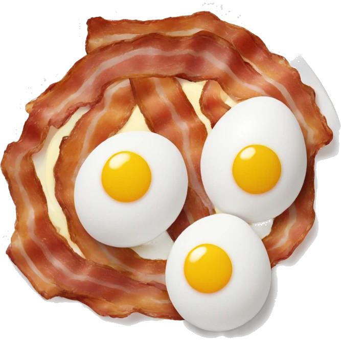Eggs with bacon and tomatoes on a plate emoji