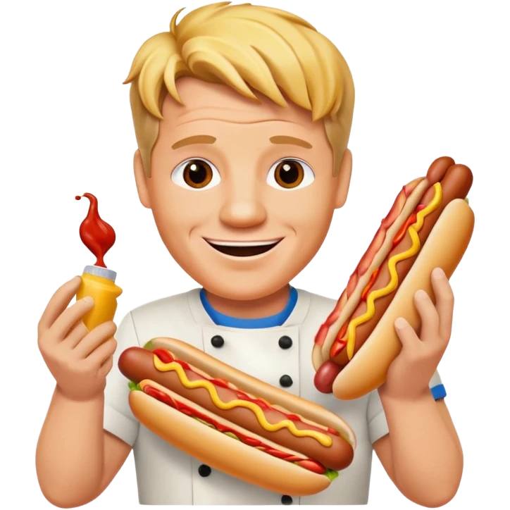 gordon ramsay hold a hotdog, happy smile emoji