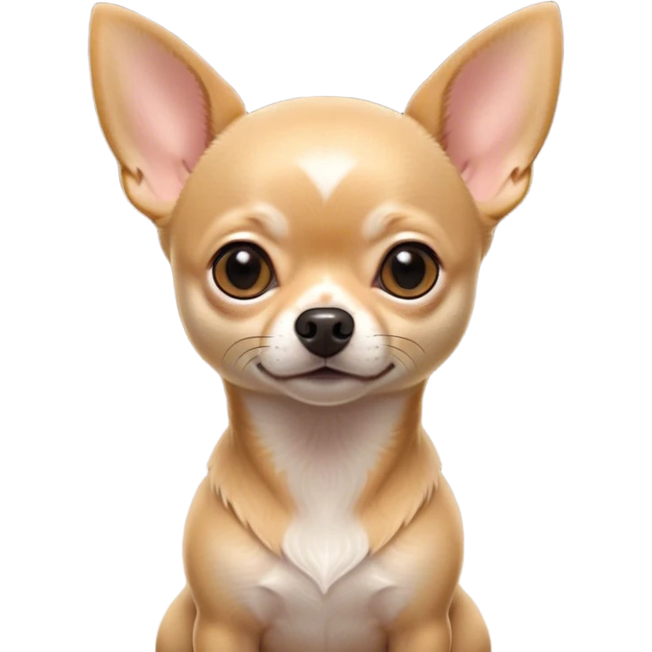 Cinematic Noble Fawn Short Haired Chihuahua Portrait Emoji, Poised and regal, with a compact, muscular build and a sleek, well-groomed fawn coat, deep-set soulful dark eyes, Simplified yet sharp and sophisticated features, highly detailed, glowing with a soft, dignified glow, high shine, intelligent and loyal, stylized with an air of strength, focused and attentive, soft glowing outline, capturing the essence of a watchful and confident guardian, so majestic it feels as though it could step out of the screen with effortless authority! emoji