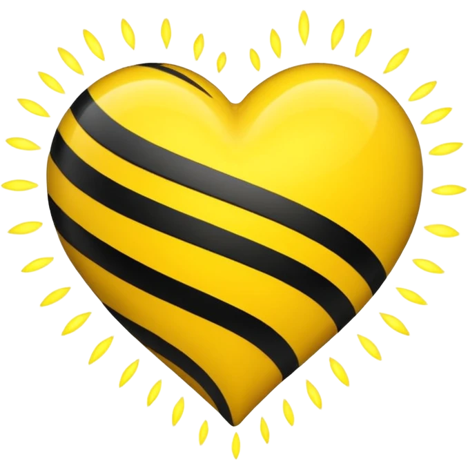 yellow heart with black stripes, pulsating with yellow energy particles emoji