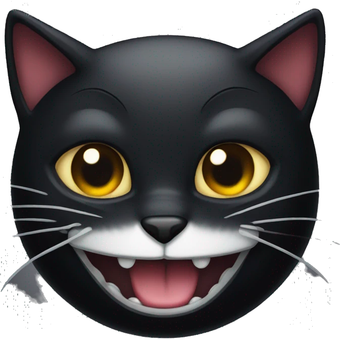Black cat with evil grin emoji