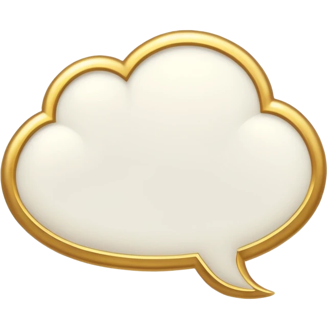 A white thought bubble with golden details and accents emoji