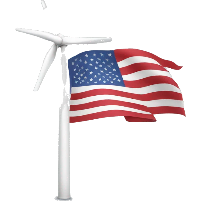 Wind turbine in usa flag colors emoji