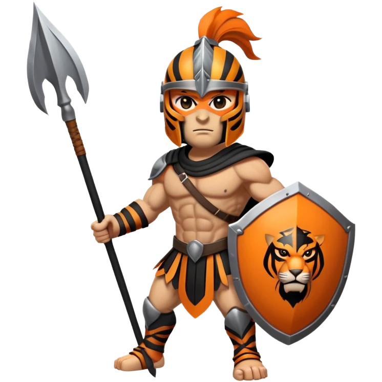 Spartan tiger warrior with helmet and spear emoji