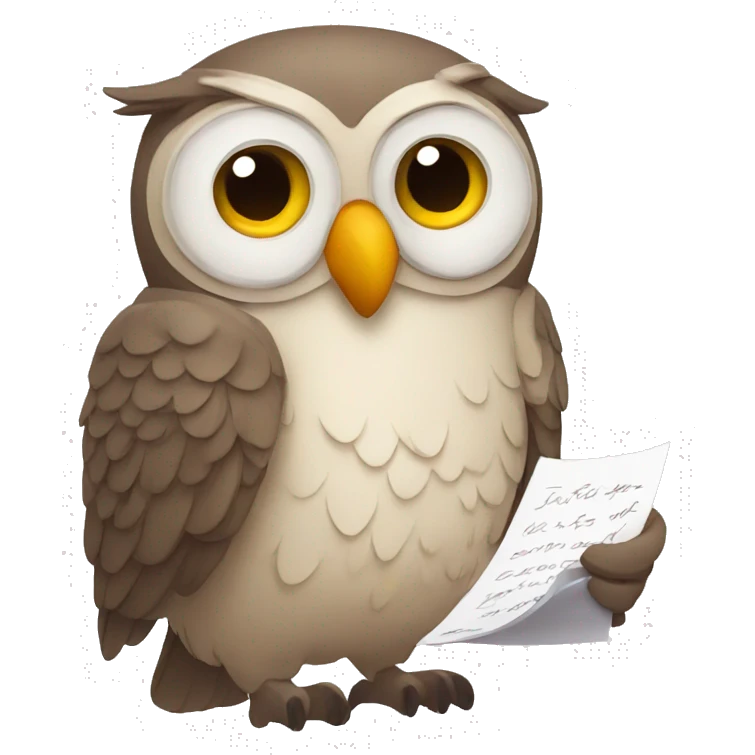 tired owl with a letter emoji