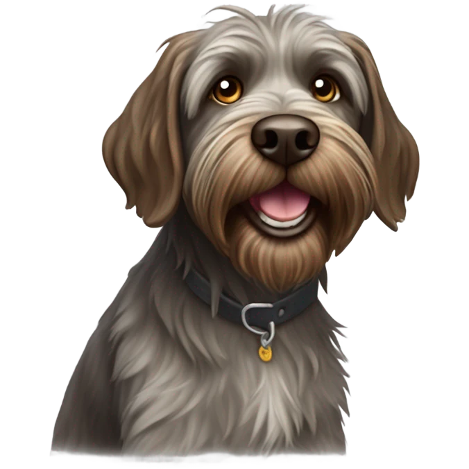 Wire haired pointing griffon smiling wide emoji