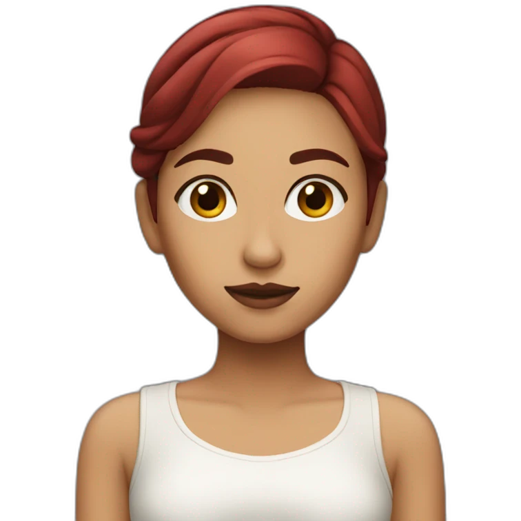mexican girl with medium length midnight red hair and black eyes emoji
