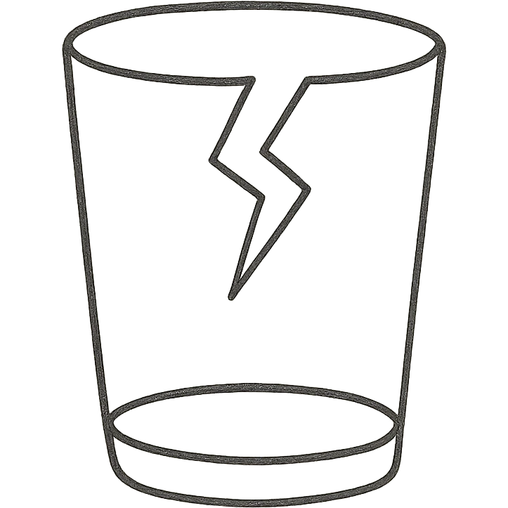 hand-drawn outlined broken glass icon emoji