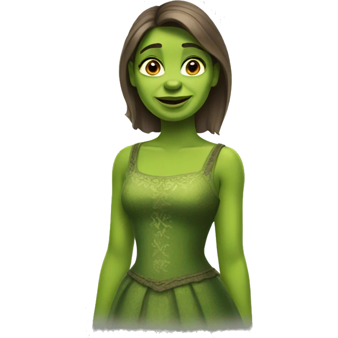 female Shrek with green dress emoji