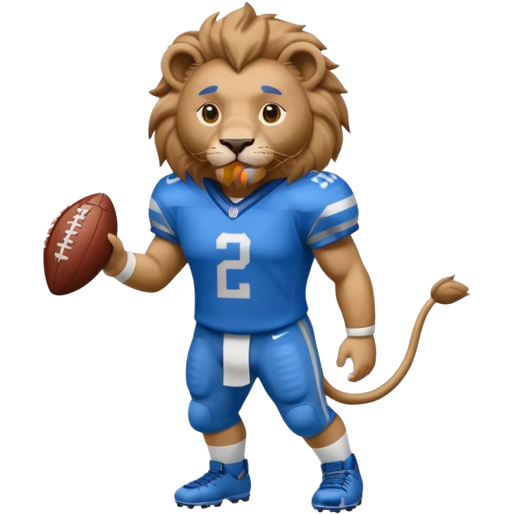 blue color lion wearing american football jersey emoji