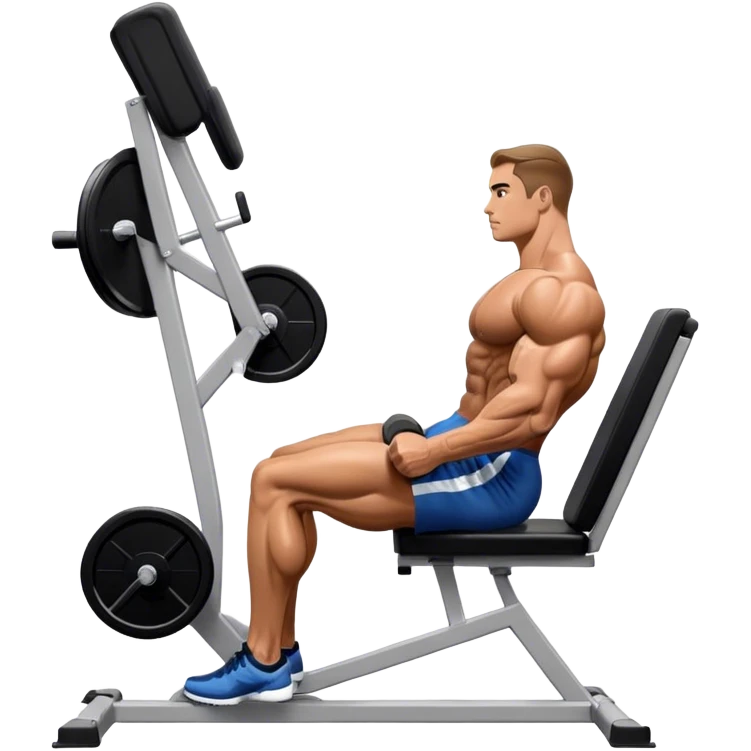side-view bodybuilder seated weighted calf-raise machine lower leg exercise emoji