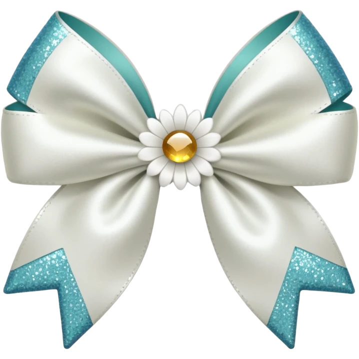 white flower bow with glitter emoji