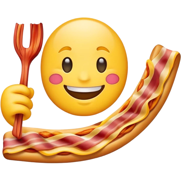 smiling emoji holding a bacon strip emoji