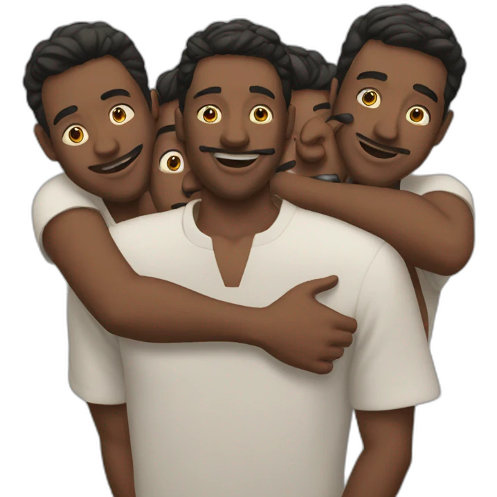 Five men embracing emoji