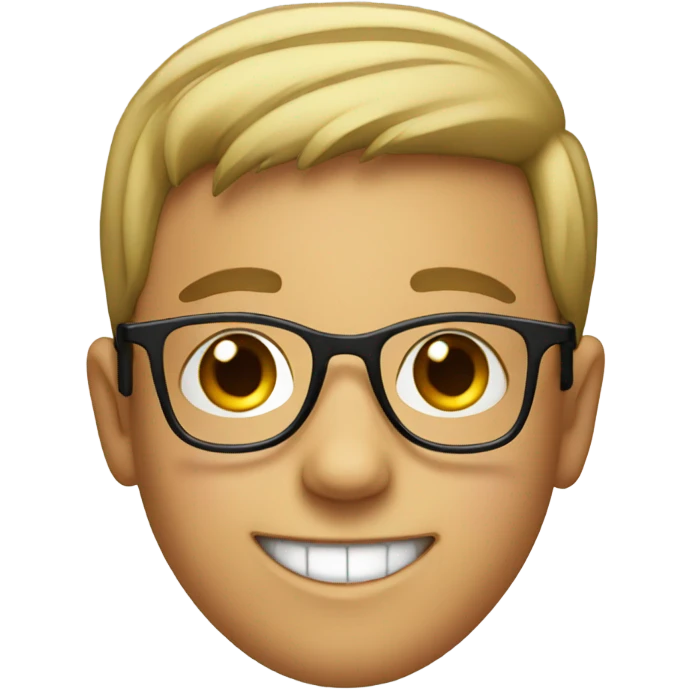 smiling boy with glasses indoors emoji