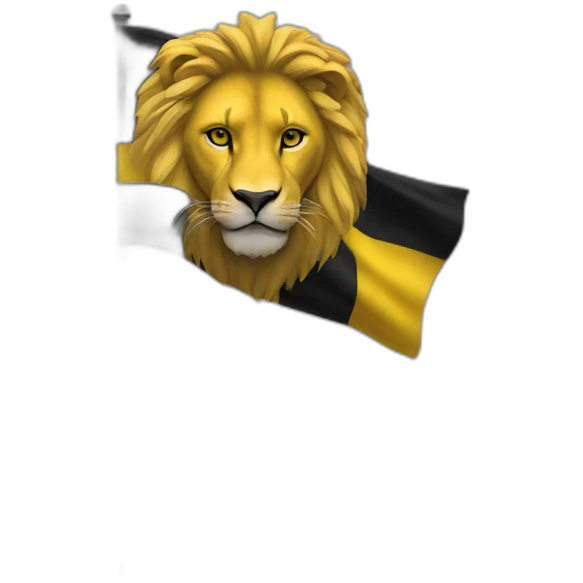 drapeau jaune avec un lion noir emoji