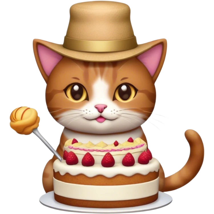 cat with a hat and cake emoji