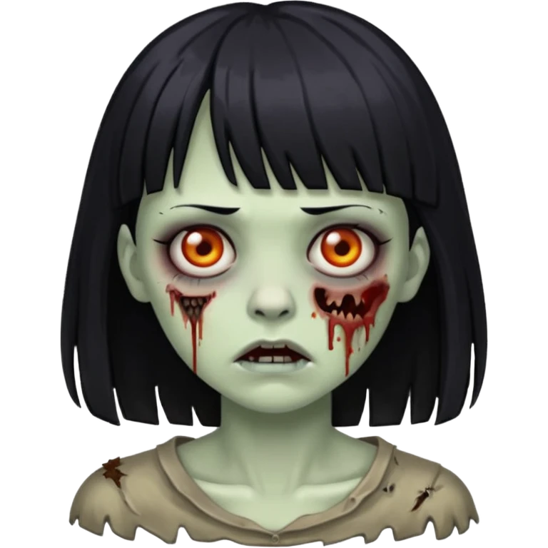 Zombie woman with black hair and bangs emoji