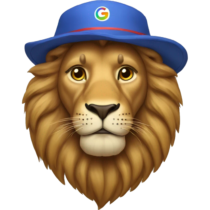 lion with a google hat emoji