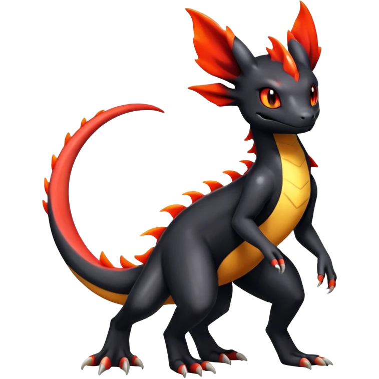 Shiny Salandit-Umbreon-Charmeleon-Fakémon-hybrid-creature (full body)  emoji