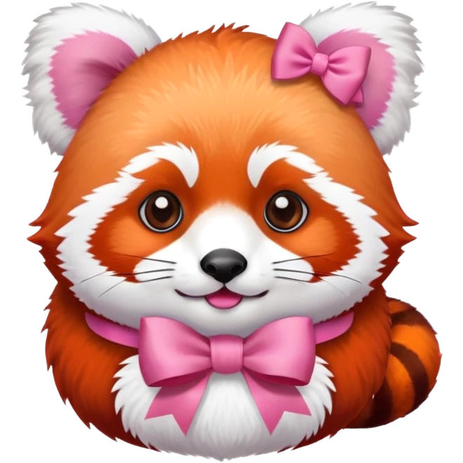 Red panda emoji with pink bow on head  emoji