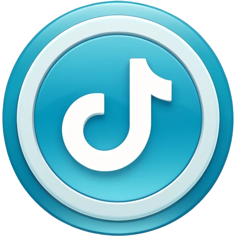 Modern emoji-style TikTok verified icon: cyan-blue circular badge, bold white checkmark, smooth gradient, soft glossy highlights, subtle shine, thick white border, minimalist flat + semi-3D style, smooth edges, high contrast, transparent PNG, high quality, sharp. emoji