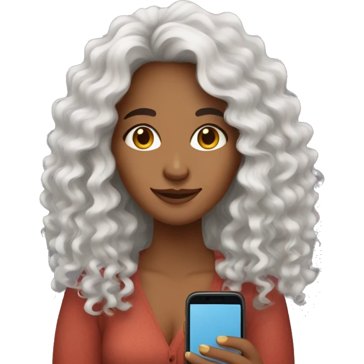spain woman content creator with long curly hair with phone  emoji