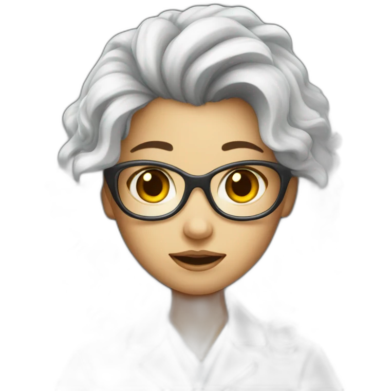 Girl scientist in a labcoat with a violent hair emoji