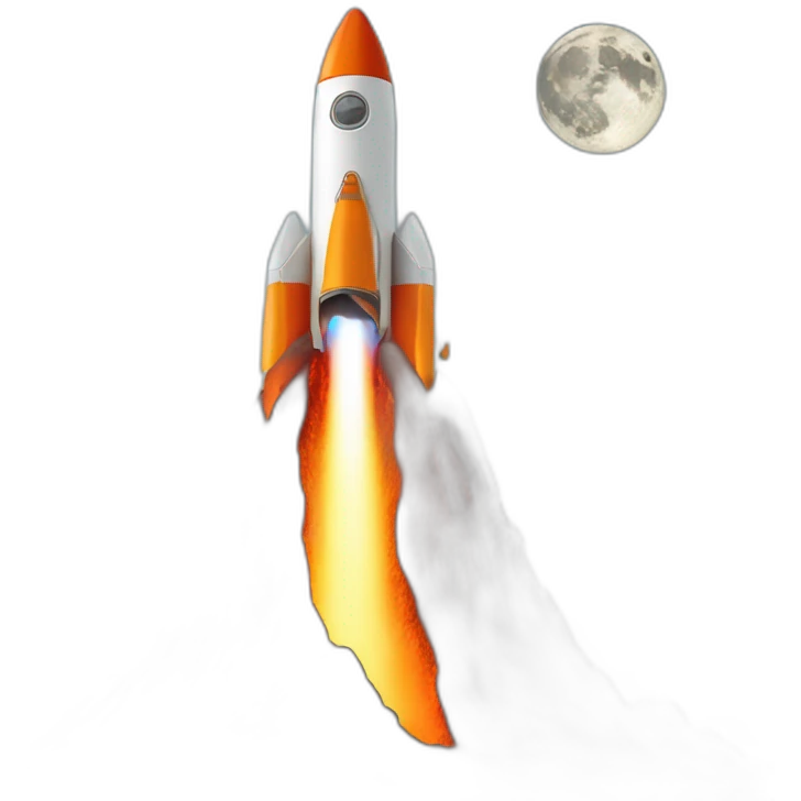 Space rocket coming out of a volcano with a moon emoji