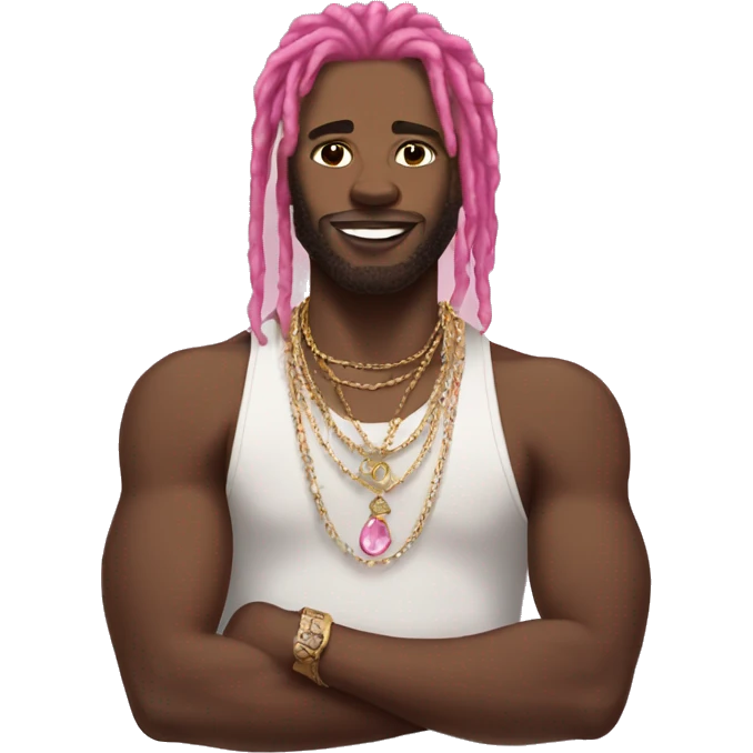 Black man with pink dreads and jewelry emoji