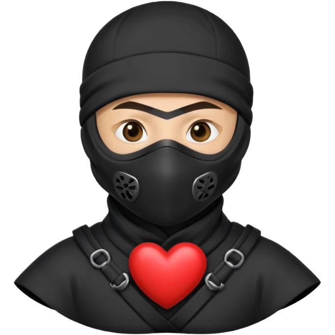Ninja con ojos de corazón y una corazón emoji