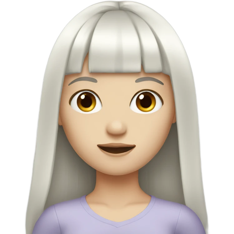 Pale girl with long black hair and bangs emoji