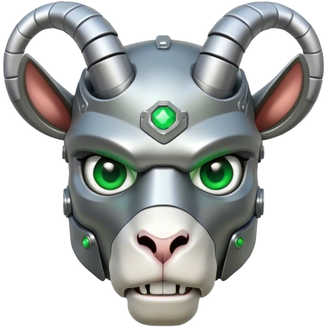Terminator Goat with green eyes emoji