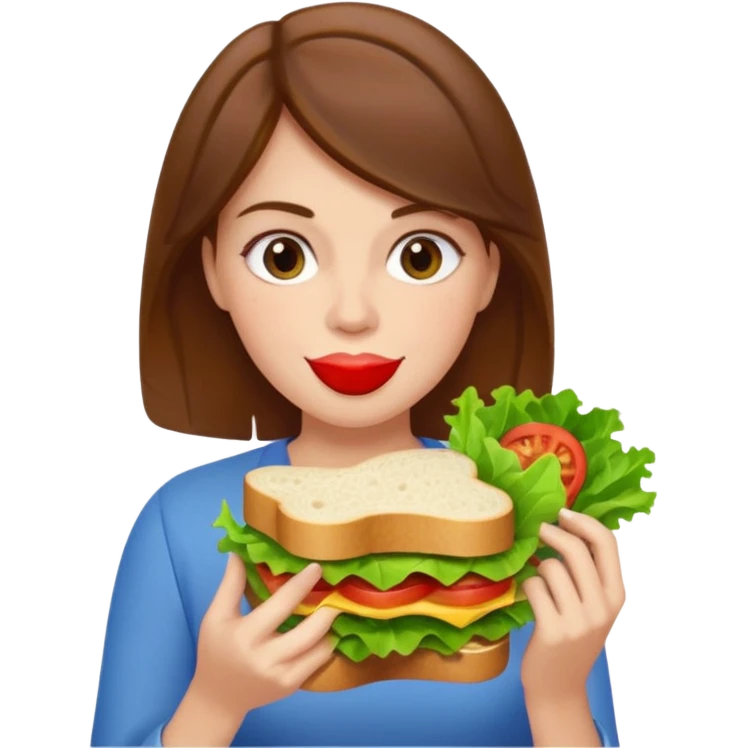 brown hair white women eating a sandwich emoji
