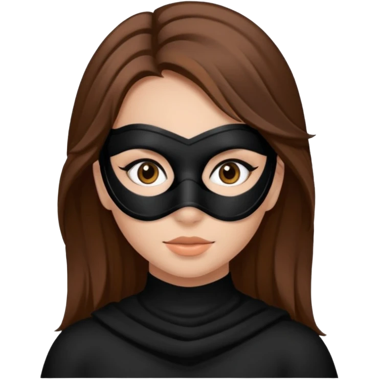 girl brown hair and black mask emoji