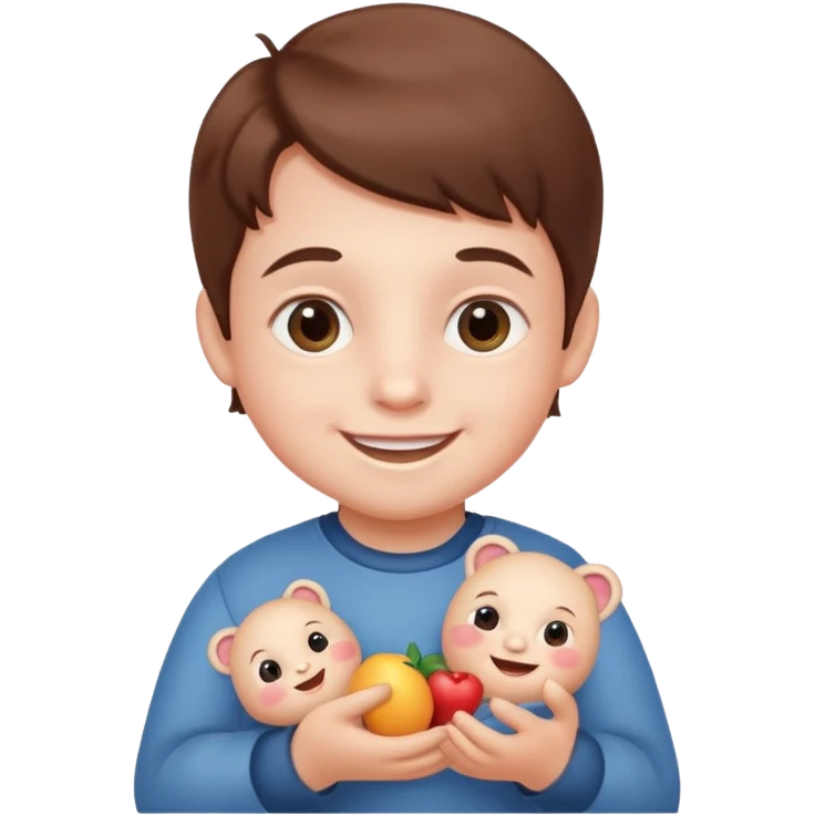 A Lil kid holding 6 7 emoji