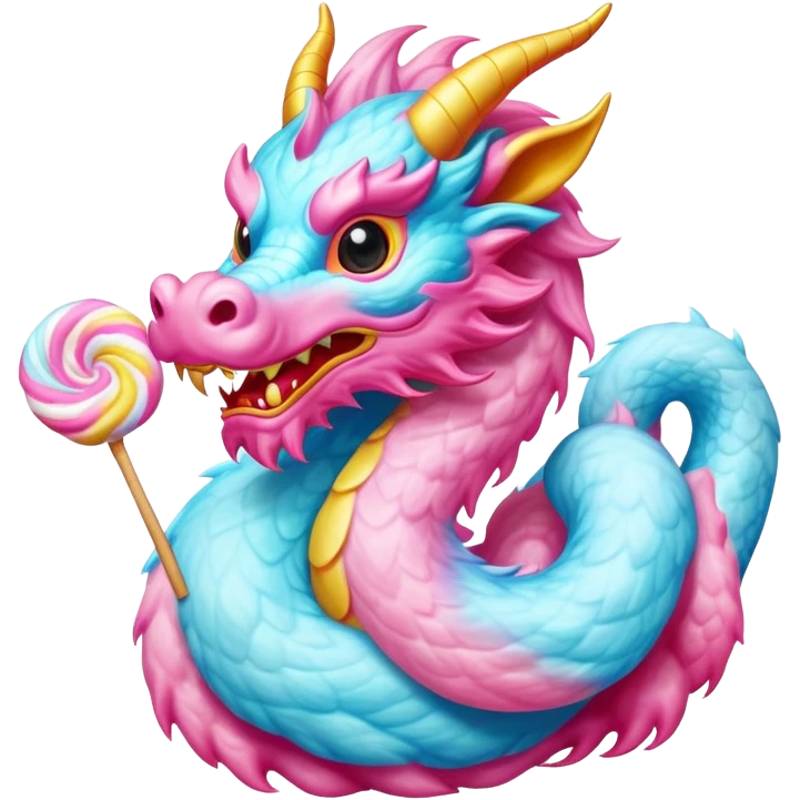 Chinese dragon-shaped cotton candy art emoji